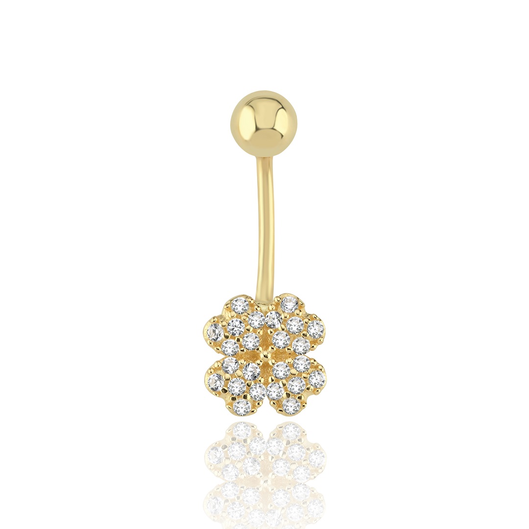 Taşlı Çiçek Göbek Piercing - 1