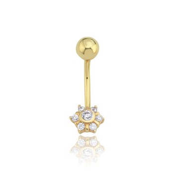 Taşlı Çiçek Göbek Piercing - Ador