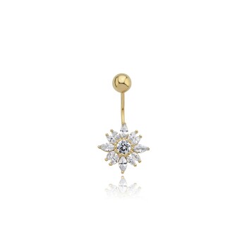 Taşlı Çiçek Göbek Piercing - RİTİM