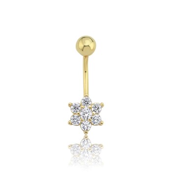 Taşlı Çiçek Göbek Piercing - Ador
