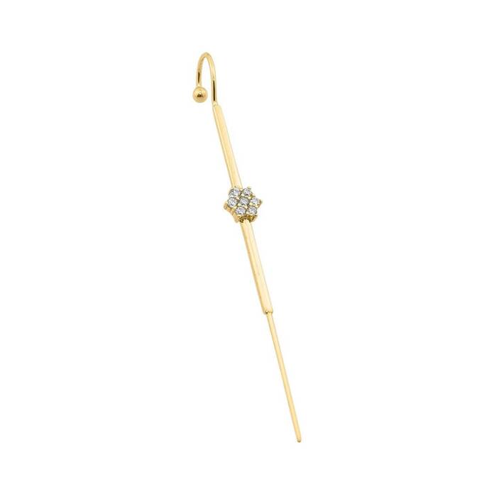 Taşlı Çiçek Hook Baston Küpe - 1