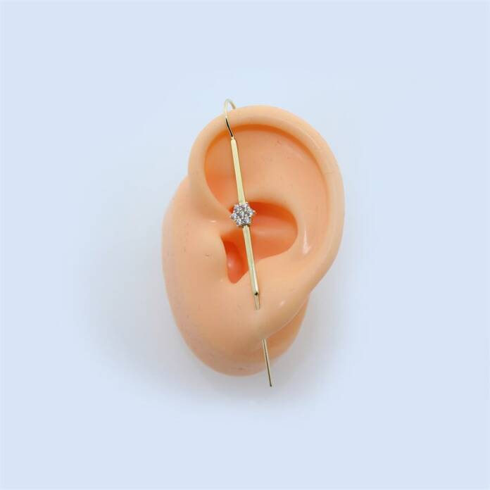 Taşlı Çiçek Hook Baston Küpe - 2