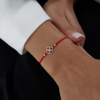 Taşlı Çiçek İp Bileklik - Koçak