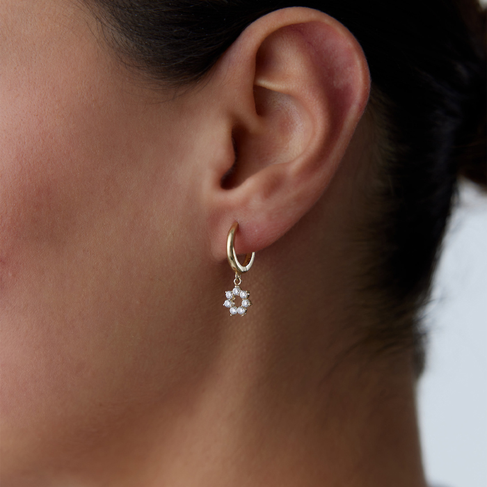 Taşlı Çiçek Küpe - Rayna