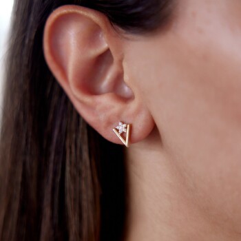 Taşlı Çiçek küpe - Rayna