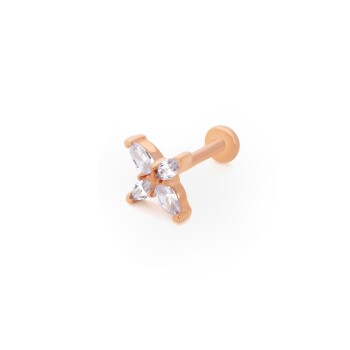 Taşlı Çiçek Minimal Tragus Piercing - 1