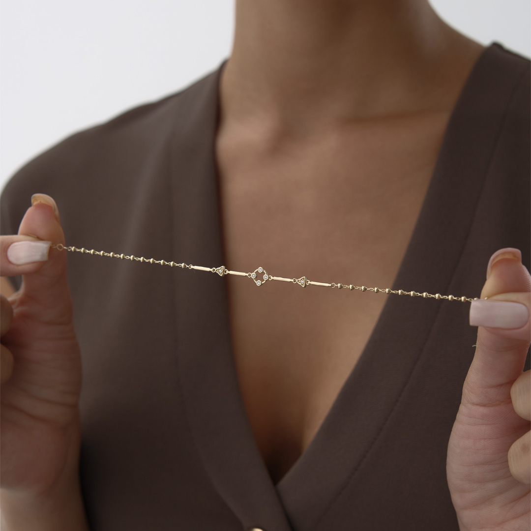 Taşlı Çiçek Örüntü Bileklik - 3