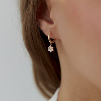 Taşlı Çiçek Sallantılı Küpe - Rayna