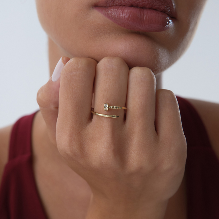 Taşlı Çivi Yüzük - Cemart