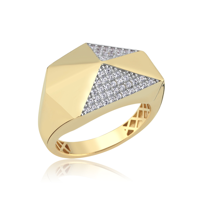 Taşlı Corvette Altın Yüzük - Özkonak