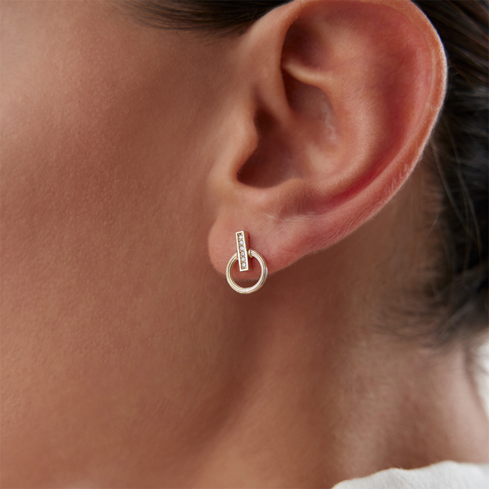 Taşlı Çubuk Daire Küpe - Rayna (1)