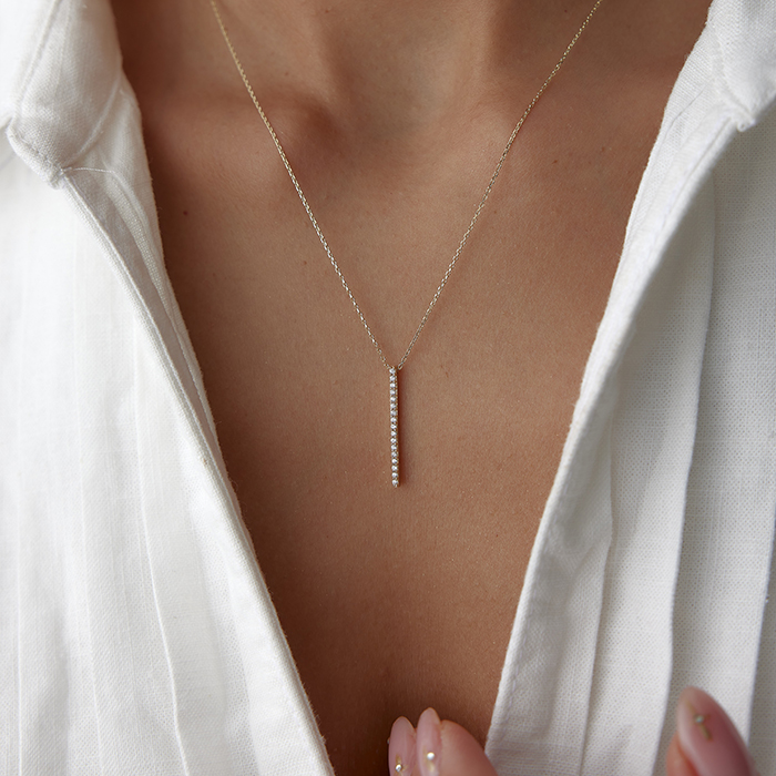 Taşlı Çubuk Kolye - Alen