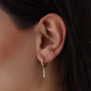 Taşlı Çubuk Sallantılı Halka Küpe - Rayna