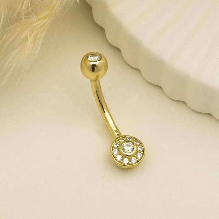Taşlı Daire Motifli Göbek Piercing - 2