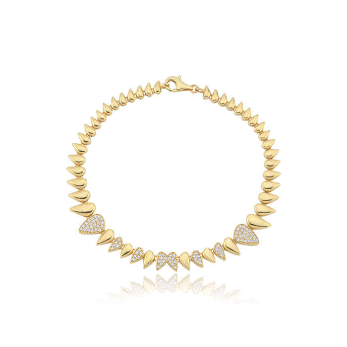 Taşlı Damla Form Altın Bileklik - Rayna