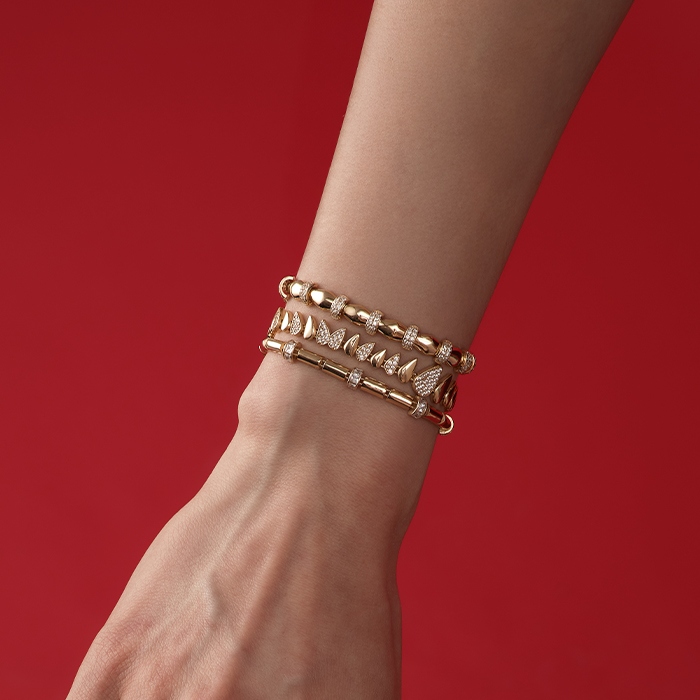 Taşlı Damla Form Altın Bileklik - Rayna