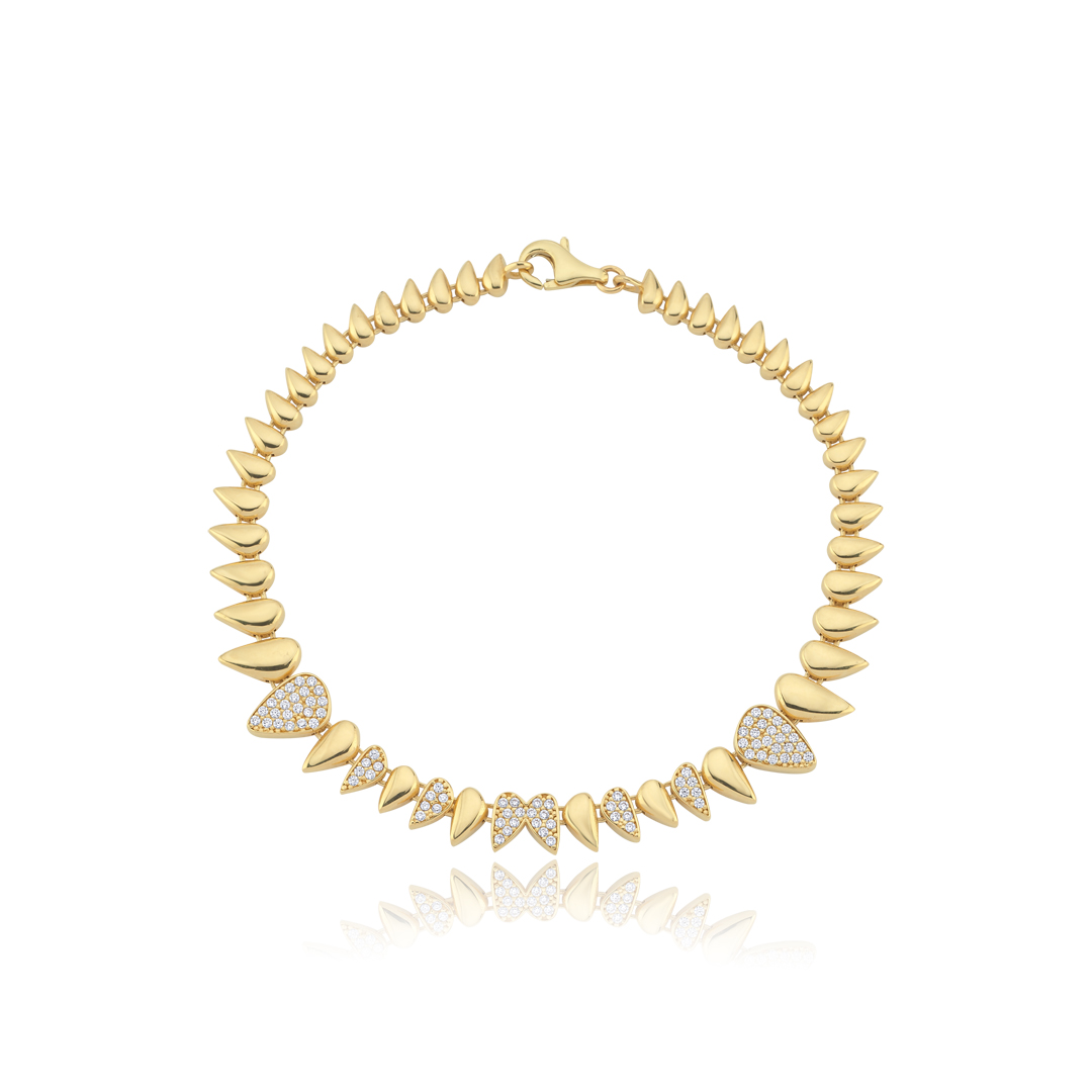 Taşlı Damla Form Altın Set - 2