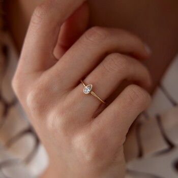 Taşlı Damla Yüzük - Cemart (1)