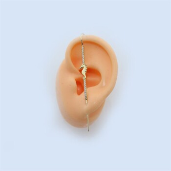 Taşlı Deniz Atı Motifli Hook Baston Küpe - Dianora (1)