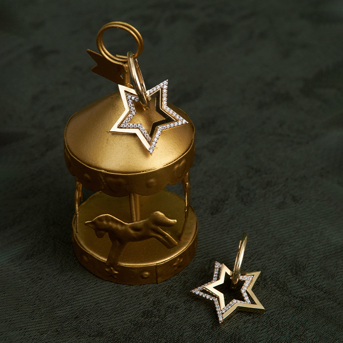 Taşlı Double Star Halka Sallantılı Küpe - Arax