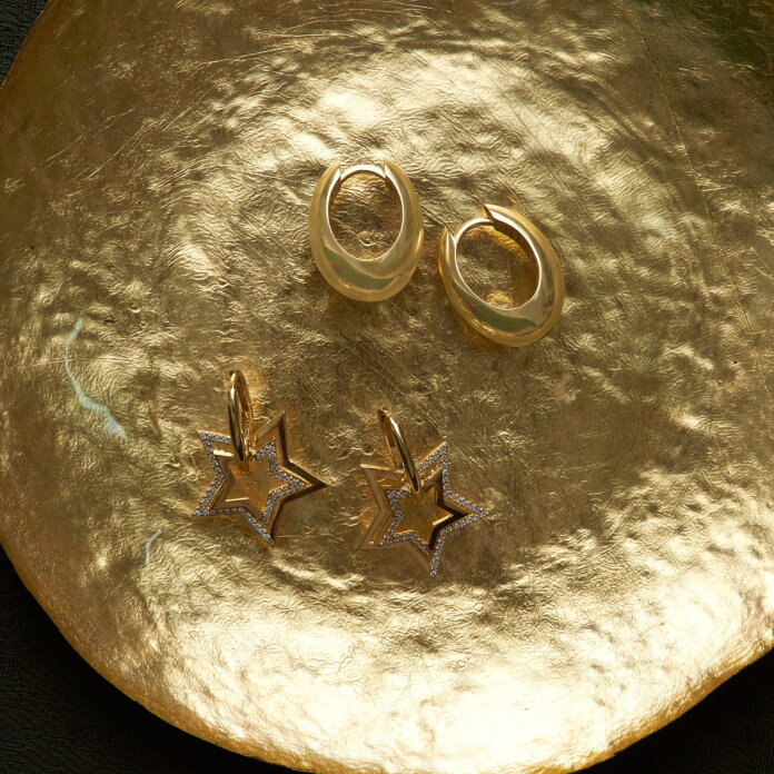 Taşlı Double Star Halka Sallantılı Küpe - 4