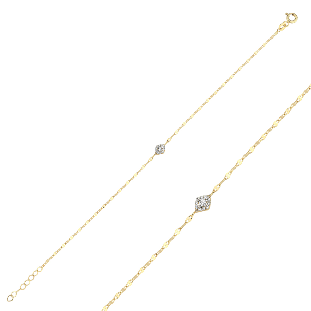 Taşlı Elips Bumerang Bileklik - 1