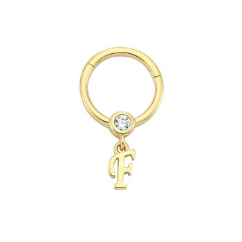 Taşlı F Harfi Sallantılı Helix Piercing - Dianora