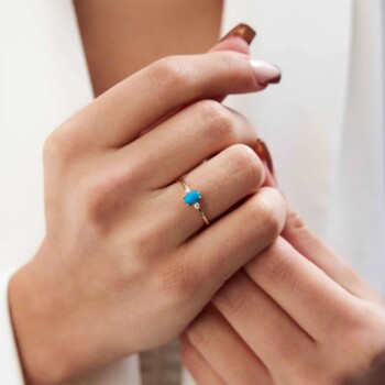 Taşlı Firuze Yüzük - Cemart