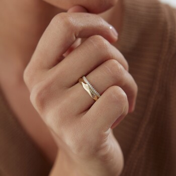 Taşlı Geometrik Yüzük - Daire 20