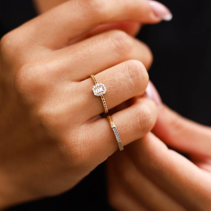 Taşlı Geometrik Yüzük - 2