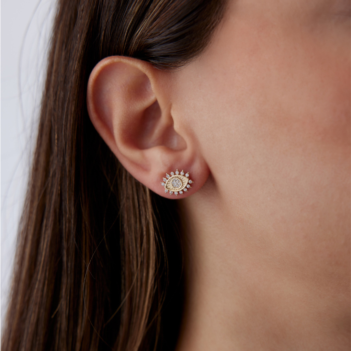 Taşlı Göz Küpe - Rayna