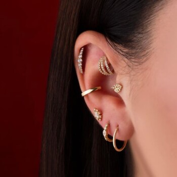 Taşlı Göz Motifli Minimal Tragus Piercing - Dianora (1)