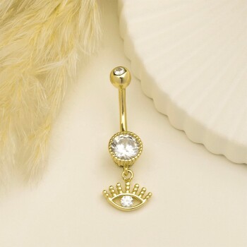 Taşlı Göz Sallantılı Gösterişli Göbek Piercing - Dianora (1)