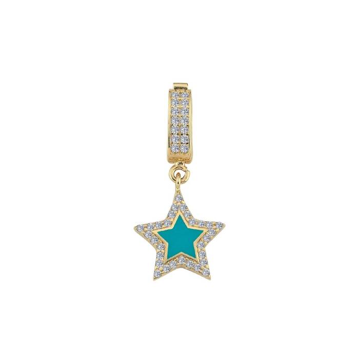 Taşlı Green Yıldız Sallantılı Charm - 1