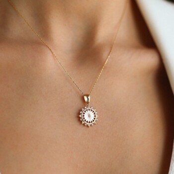 Taşlı Güneş Kolye - Rayna