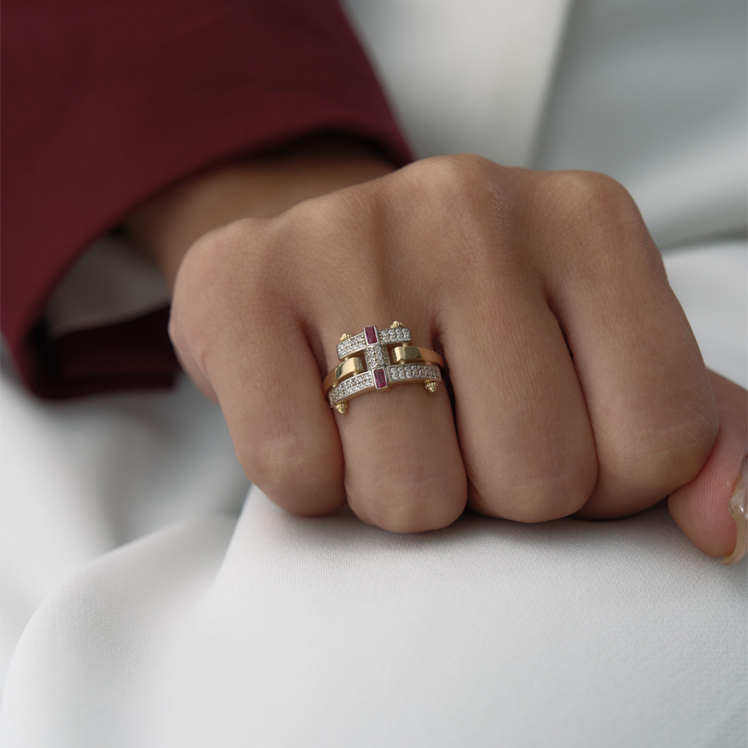 Taşlı H-Line Yüzük - 1