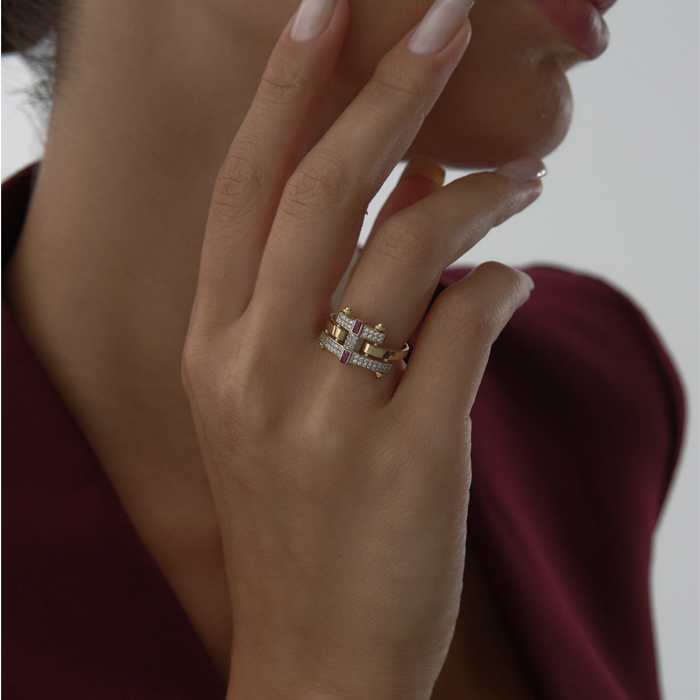 Taşlı H-Line Yüzük - 3