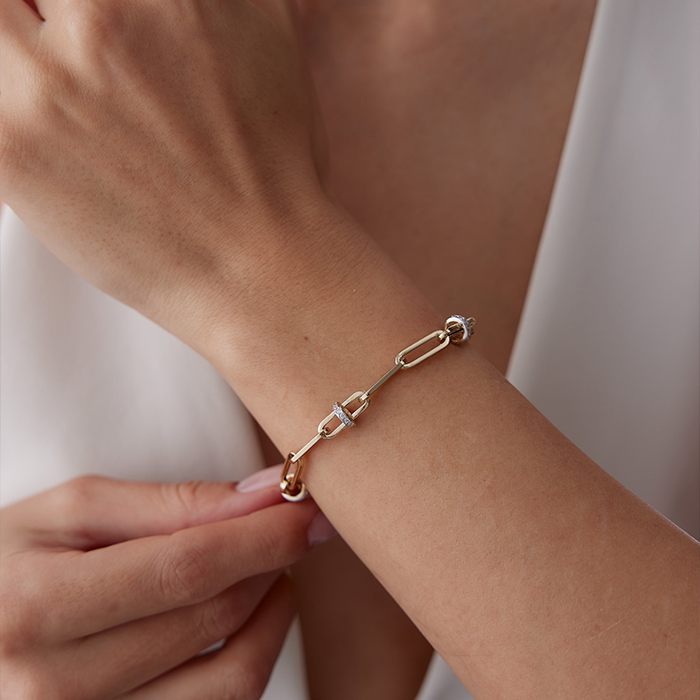 Taşlı Halka Ataç Bileklik - Mg Gold