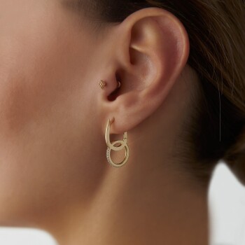 Taşlı Halka Ataç Küpe - Arax