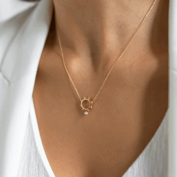 Taşlı Halka İnci Kolye - Rayna