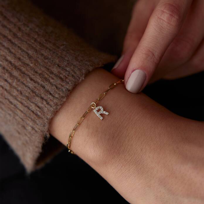 Taşlı Harf Charm Bileklik - 2