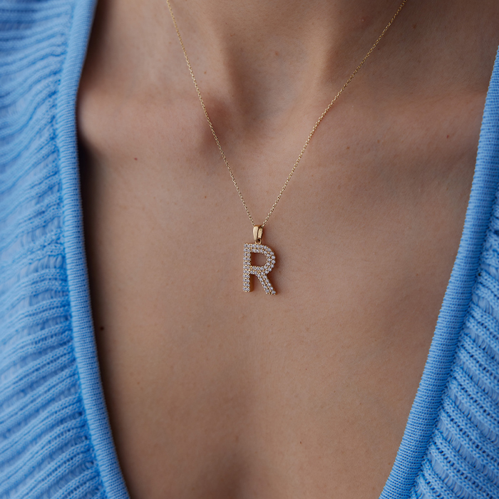 Taşlı Harf Kolye - Dilmener (1)