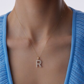 Taşlı Harf Kolye - Dilmener