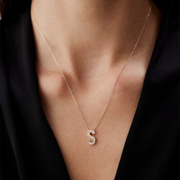 Taşlı Harf Kolye - Alen