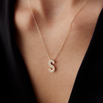 Taşlı Harf Kolye - Alen (1)