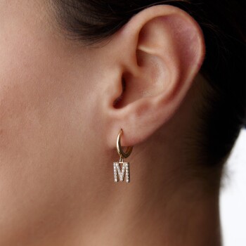 Taşlı Harf Sallantılı Küpe - Rayna