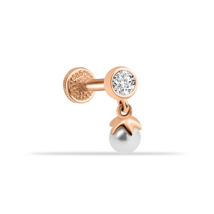 Taşlı İnci Sallantılı Minimal Tragus Piercing - 1