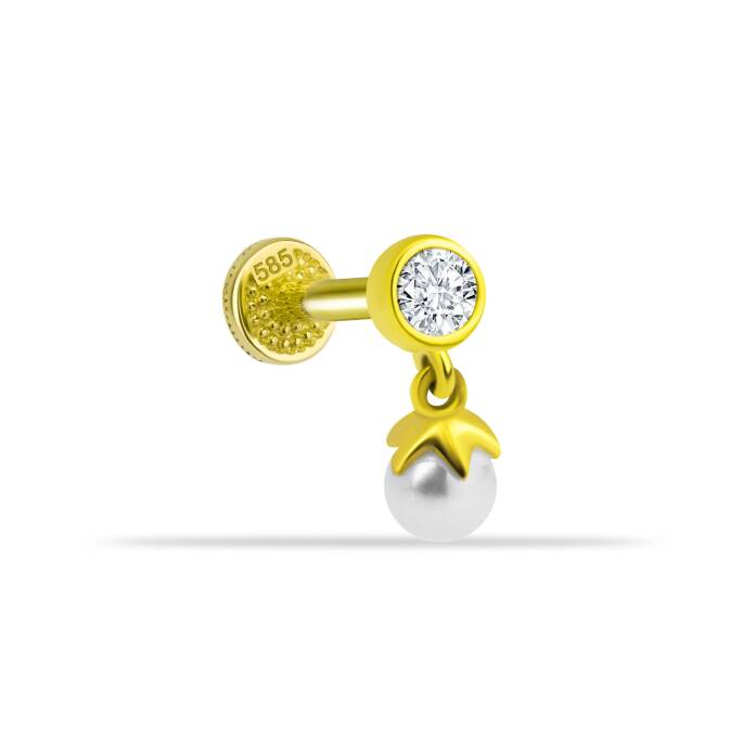 Taşlı İnci Sallantılı Minimal Tragus Piercing - 3