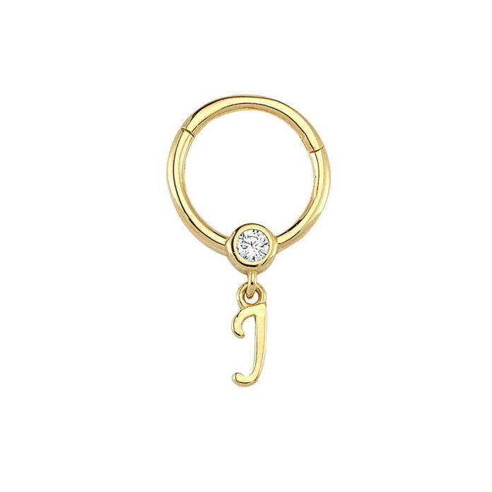Taşlı J Harfi Sallantılı Helix Piercing - 1