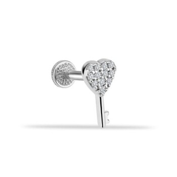 Taşlı Kalbin Anahtarı Minimal Tragus Piercing - Dianora (1)